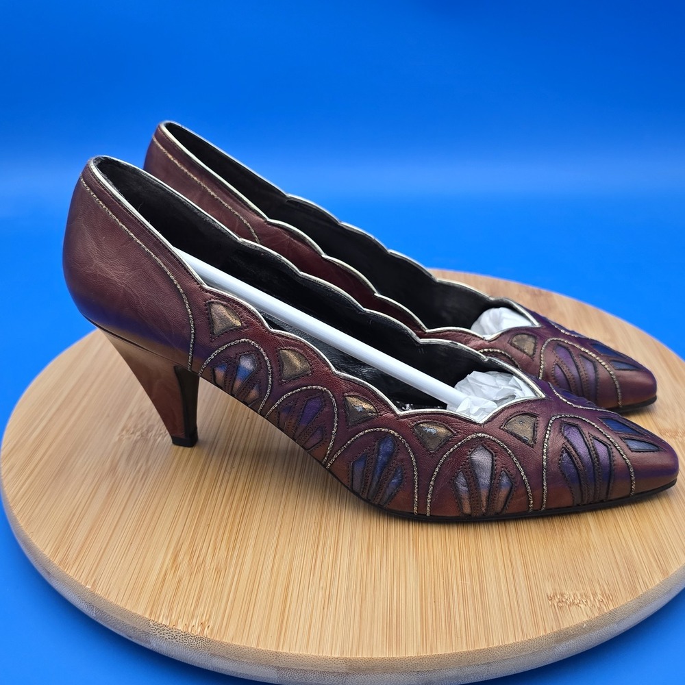 Vintage‎ Margaret Jerrold "Stained Glass"Heels, 8.5N EUC